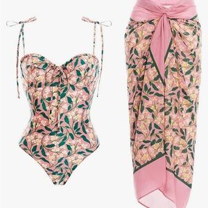 Women’s one piece bathing suit with coverup